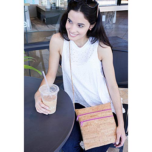 Miniatura 4 de Double Zipper Pocket Cork Cross Body Bag with Natural Zipper