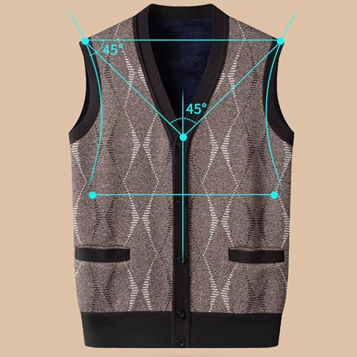 ZYXTIM Mens Sleeveless Sweater Knitted Argyle Vest Vest V-Neck Button Down Lightweight Warm Cozy Cardigan Vest with Pocket3