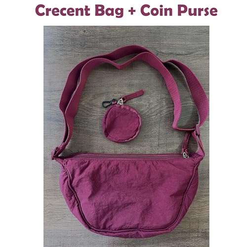 Image of Crossbody Bag with Coin Purse Hobo Sling Crescent Bag Women Men Trendy Small Nylon Shoulder Bag Purse Adjustable Strap