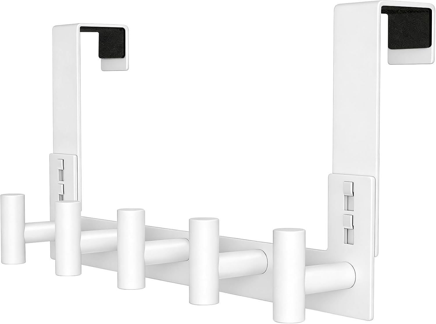 HUFEEOH Over The Door Hooks, 1 Pack Stainless Steel Door Hanger for Towel & Coat, Tool-Free T Shape Bathroom & Dorm Hooks for Hanging (White, Fits 1-3/4" Thick Door - 5 "T“ Hooks)