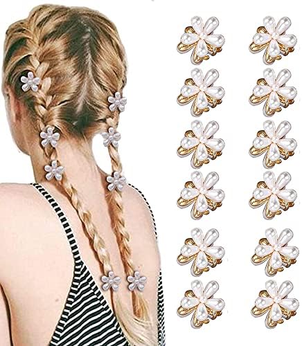 AUONY 10PCS Mini Pearl Hair Clips, Small Bangs Flower Pearl Hair Clip Mini Flower Pearl Wedding Artificial Pearl Hair Clips for Women Girls Mother's Day Gift (White)
