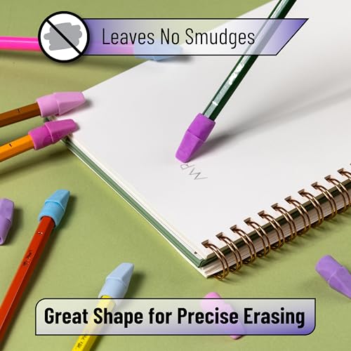 Image of Mr. Pen- Bulk Pencil Erasers Toppers, 1000 Pack, Colorful, Latex Free | No-Smudge Cap Pencil Erasers for Precise Erasing, Kids, Teachers, Studying Supplies