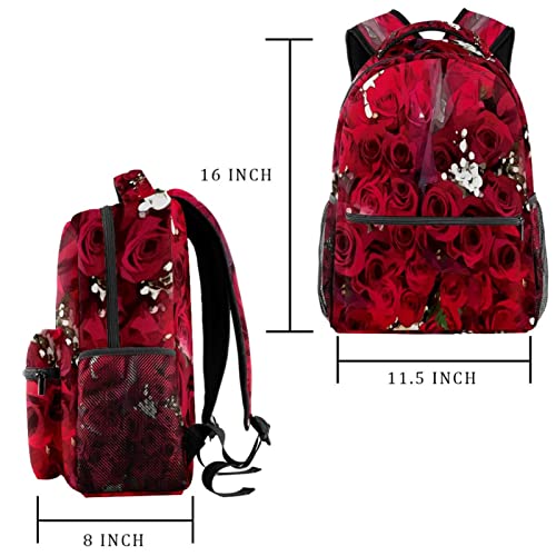 Sac à dos voyage rouge fleuri confortable pour éviter le mal de dos