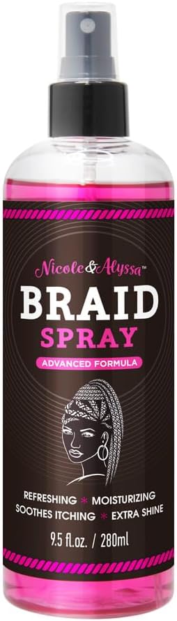 Braid Spray 9.5oz – for BOHO, Box & Knotless Braids, Crochet Hair Styles, Twists, Locs & Cornrows – Refreshing Moisturizing Braid Sheen Spray, Detangler, Extra Shine