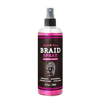 Nicole & Alyssa Braid Spray 9.5oz for BOHO, Box & Knotless Braids, Crochet Hair Styles, Twists, Locs & Cornrows Refreshing Moisturizing Braid Sheen Spray, Detangler, Extra Shine