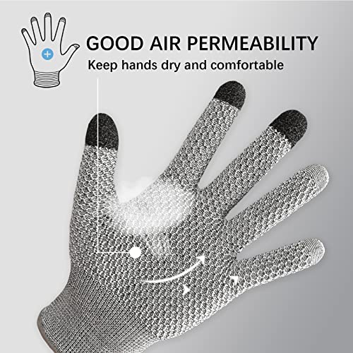 Telion Cut Resistant Gloves, En388 Level 5 Cut Resistant Gloves, No Cut Gloves, Cut Proof Gloves, Food Grade, X-Large，Grey-Touchscreen #TOP3