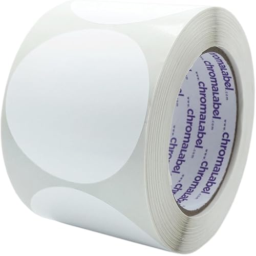 ChromaLabel 3 Inch Circle Stickers, White, 500/Roll