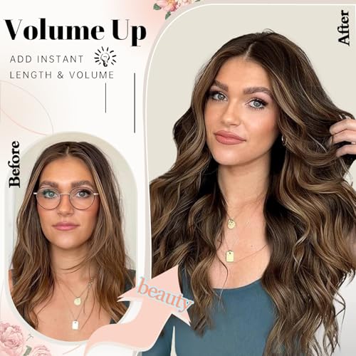 4Pcs Hair Extensions Clip in Natural Black to Caramel Blonde Hair extensions 20" Synthetic Hairpieces for Woman Ombre hair Extension Curly Wavy Hairpieces For Full Head - Image 6