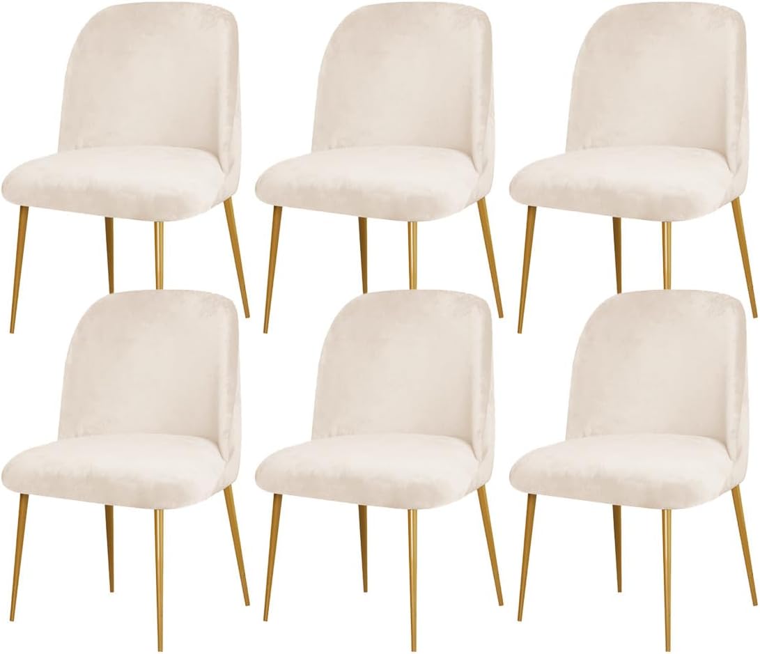6 Pack Velvet Curved Back Chair Covers Modern Accent Mid Century Short Back Armless Chair Slipcovers for Room Furniture Protector
