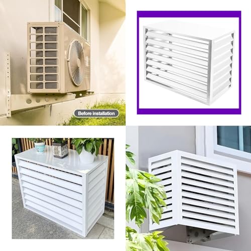 Ogrodzenie Klimatyzatora, Płot Aluminiowy z Żaluzjami, Wolnostojący, Żaluzjowy Rozdzielacz Przestrzeni Dł. 100 x Szer. 50 x Wys. 70 cm - 4 Panele - Biały(100x50x70cm/39x20x27.6in)