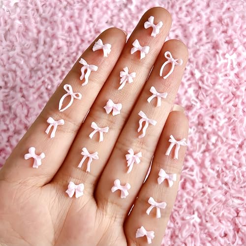 300Pcs Pink Cute Bow Nail Art Charms Multi Shape Bow
