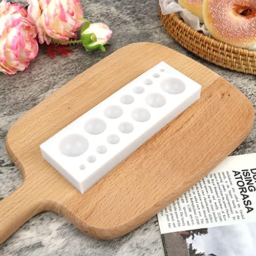 16 Holes 3D Semicircle Bead Pearl Silicone Moulds 8 Size Half Sphere Mold Round Pearls Chain Chocolate Mould Cake Border Decorating Sugar Ball Molds Cookies Tool for Cake Decor Baking