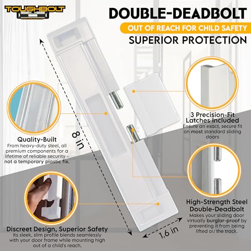 TOUGHBOLT Sliding Door Lock – Double Deadbolt Security – Child Safety – 3-Receiver Latches for Home, Airbnb, Rentals - Installation Required by TOUGHBOLT - Used condition - Image 3