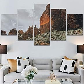 SIGNWIN 5 Panel Canvas Wall Art Rocky Views...