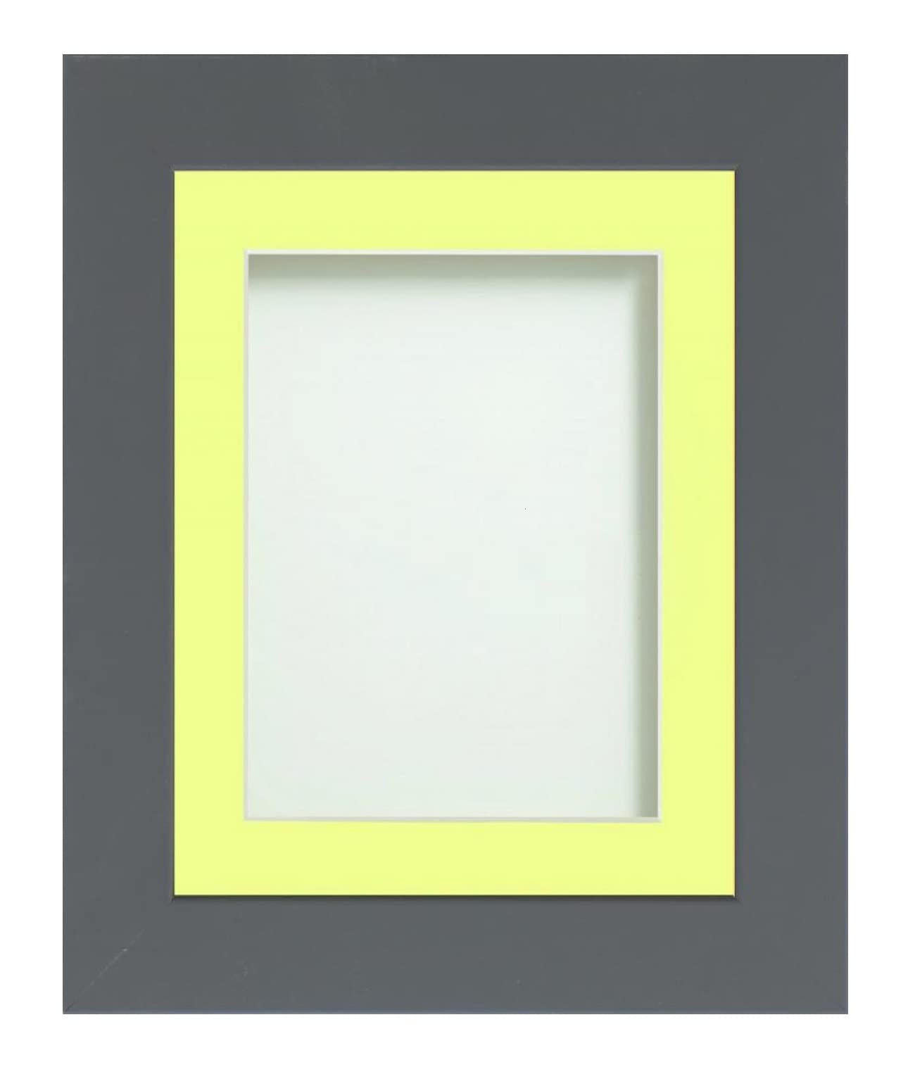 Frame Company Watson Grey Picture Photo Frame fitted with Perspex, 24x18 inch with Lemon Bon Bon Mount for image size 18x12 inch