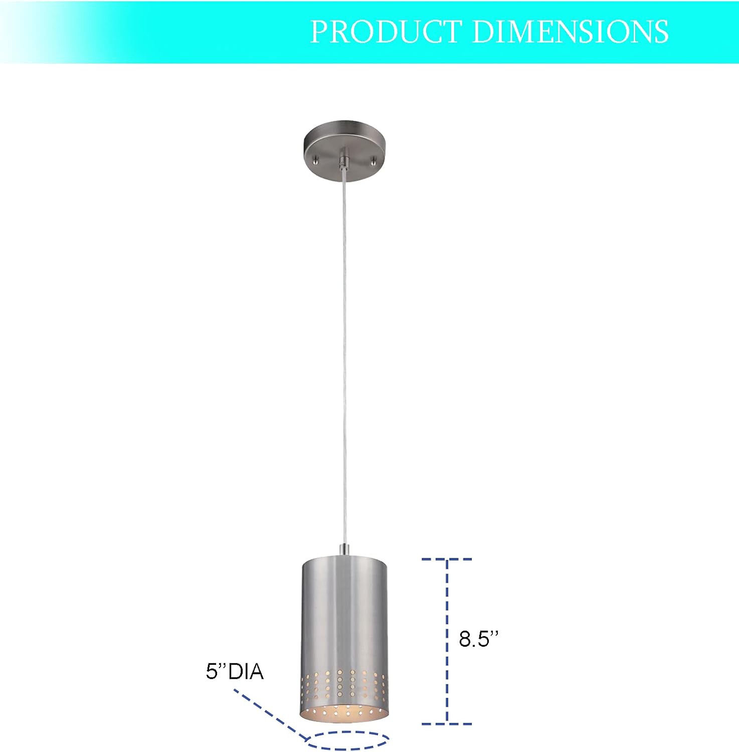 Crazy Clearance Dysmio Lighting One-Light Adjustable Mini Pendant with Perforated Cylindrical Metal Shade, Brushed Nickel Finish Pack of 2