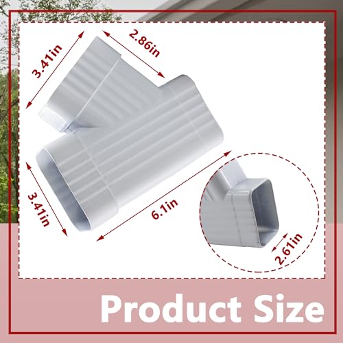 2X3 Rain Gutter Downspout Extensions Downspout Gutter Y Connector Gutter Downspout Accessory Gutter Downspout Y Connector 2x3 Downspout Gutter (White 1Pcs) (Downspout Gutter Y Connector 2X3 in) - Thumbnail 4