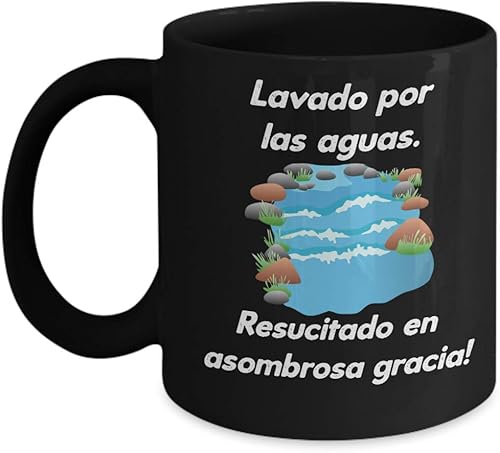 Creator's Cove Regalos cristianas católica de tasa negra para cafe con versículos de la biblia en espanol aguas