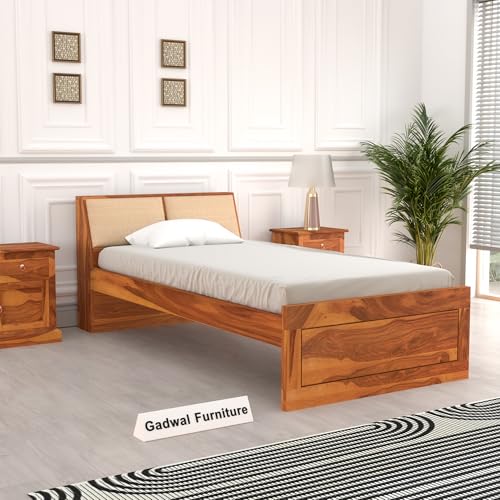Image of Solid Sheesham Wooden Bed 6X4 Bed Single Bed Without Storage for Bedroom - Single Cot Wooden BedSingle Size for Living Room Guest Room - 12 Month Warranty (John Honey)