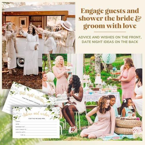 Stofinity Advice and Wishes for The Mr and Mrs - 50 Wedding Advice Cards for Bridal Shower Decorations, Bridal Shower Advice Cards for Bride and Groom, Bridal Shower Games Advice and Well Wishes Cards