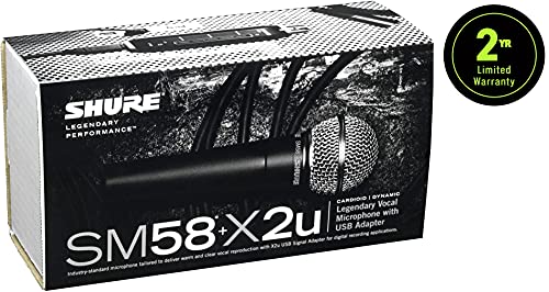 Shure Sm58 Cardioid Dynamic Vocal Microphone With X2U Xlr-To-Usb Signal Adapter For Zero-Latency Monitoring (Real-Time Playback), 3M Usb Cable, A25D Mic Clip And Two Storage Bags (Sm58-X2U) #TOP1