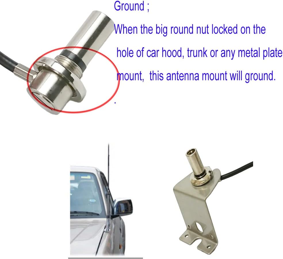 3/8 x 24 Vehicle CB Antenna Mount Bulkhead Stud Mount to PL-259 Connector with 15FT RG58A/U CB Coaxial Cable Low Losses Extension Lines Between Amateur cb Antennas and Radio