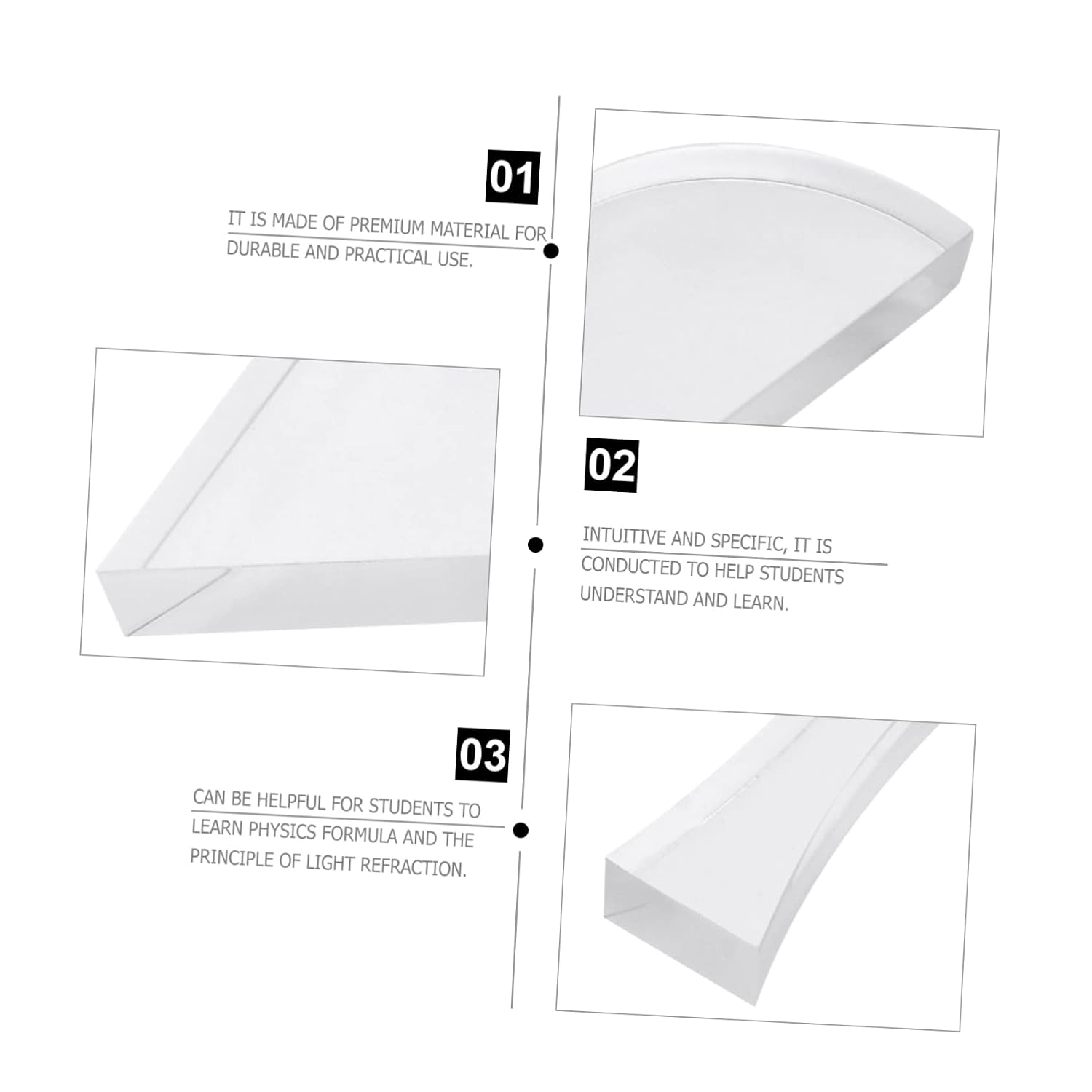 4sets Optics for Science Classroom Physics Lab Acrylic Optical Lenses Set Convex Concave Lenses Prisms Cube Triangle Glasses 5pcs*4