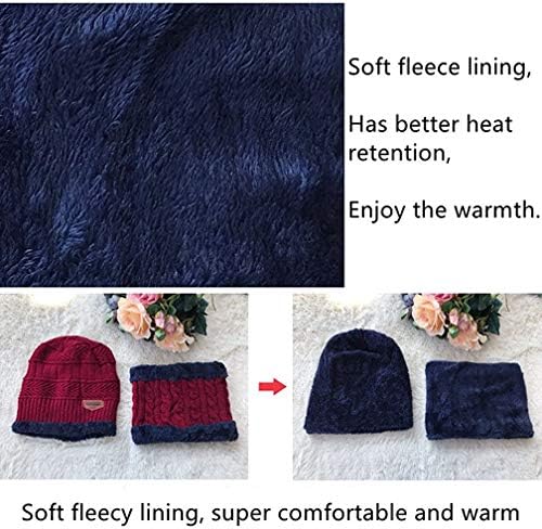 Kyowoll Unisex Winter Thermal Beanie Hat and Circle Scarf Set Knitted Beanie Circle Loop Infinity Scarfs Neck Warmer Ski Snowboard Warm Winter For Men Women (Black)