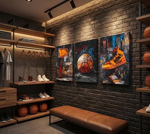 3Pcs Graffiti Basketball Sneakers Canvas Wall Art Canvas Wrapping 12x16in by GKQNMU - Used condition - Image 5