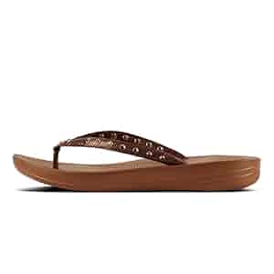 Amazon.com | FitFlop IQUSHION Ergonomic FLIP Flops, 5 M US - Crystal Bronze  | Flip-Flops
