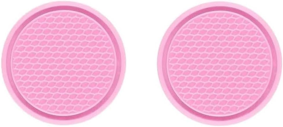 2 Pcs Car Cup Holder Coaster, for VW Passat B8 2012-2026 Silicone Auto Cup Coaster, Vehicle Auto Insert Coaster Mat for Interior Accessories,C/Pink