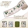 4 Rolls 20 Yards Magnolia Flower Wired Edge Ribbon Spring Floral Patterned Ribbon for Gift Wrapping Wreath Bow Making Craft Supplies, 2.5 inch #3