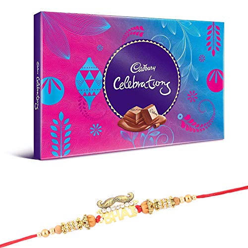 Image of SFU E Com Cadbury Celebration Chocolate Hamper, Bhai Rakhi with Chocolate Gift for Brother, Roli, Chawal, Chandan, Misri, 19
