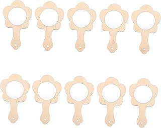 FOMIYES 10pcs Small Wooden Mirror Kids Wooden Toys Portable Travel Mirror Kid Stuff DIY Wood Crafts Toy Natural Unfinished Wooden Handheld Mirror Unfinished Mirror Craft Handmade Toy Glass