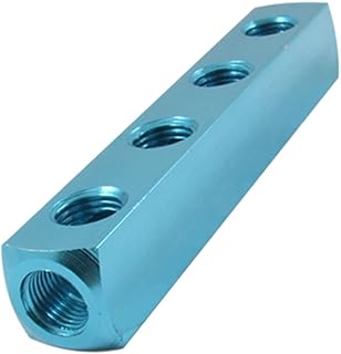 uxcell Pneumatic Air 4 Way Air Hose Inline Manifold Block Splitter Turquoise Color