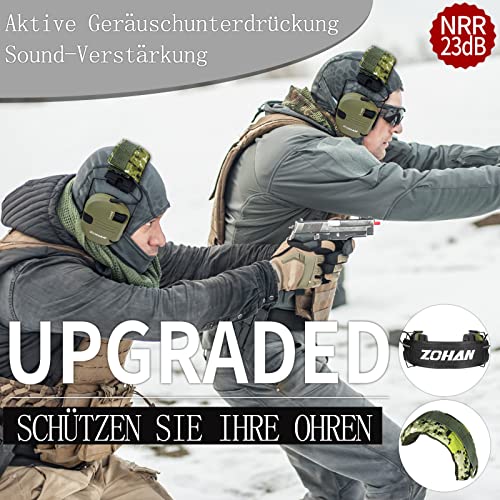 Foto von ZOHAN EM025 GehöRschutz SchießSport, NRR 23dB Aktiv Gehörschutz, Elektronischer Gehörschutz mit Kopfbügelabdeckung, Schallverstärkung, Gehörschutz für Jagd, AUX-Buchse, Geschenkidee (Grün)