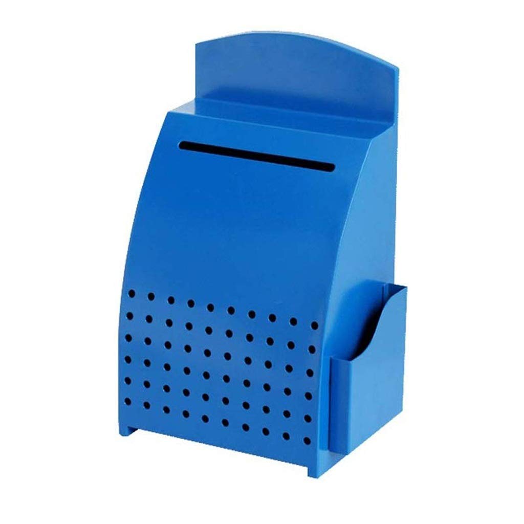 Buzón de sugerencias y cartas para colgar en pared, contenedor metálico azul de 350mm