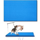 Nuanchu Extra Thick Grooming Table Mat Pad 36 x 24 x 0.24 Inches, Non-Slip PVC and Foam Pet Bathing Table Padded Mat for Grooming Pet Dogs Cat at Home(Blue)