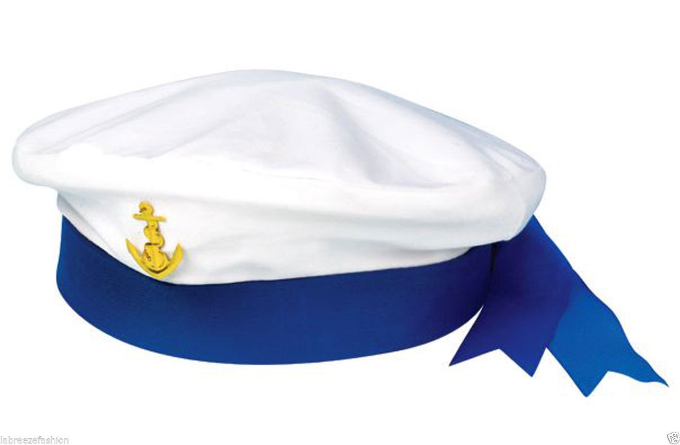 labreeze Sailor Hat with Blue Ribbon Navy Marine Cap Captain Sea Anchor Fancy Dress Cap
