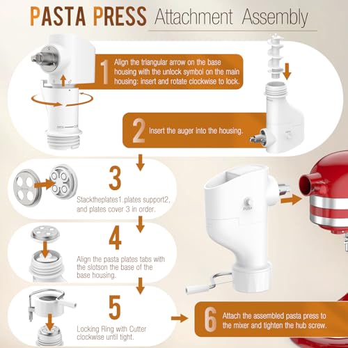 Pasta Press Attachment with 7 Interchangeable Plates to Make 7 Pasta Shapes by YXPOIMN - Image 3