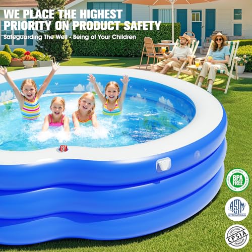 Lanblu 2026 Extra Large Upgraded Inflatable Pool with Canopy,Inflatable Family Lounge Pool,Round Blow Up Pool for Adult with Bench&Backrest,Swim Center Easy Backyard Pools for Kids & Adults90*90"*80" by LanBlu - Image 3