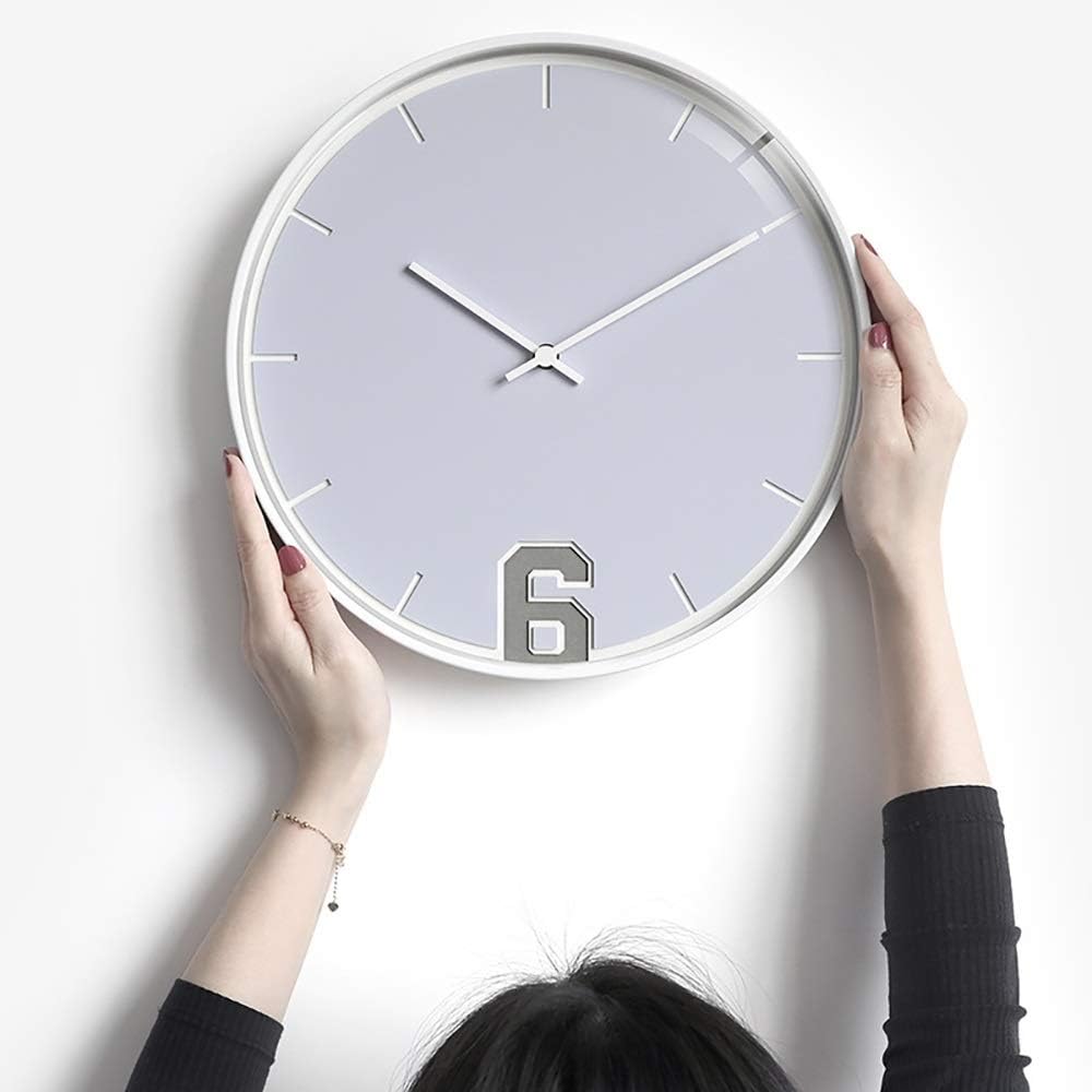 Wall Clock Clock Wall Clock Living Room Creative Fashion Atmosphere Personality Wall Mute Wall Charts (Color : White) (Color : Purple)