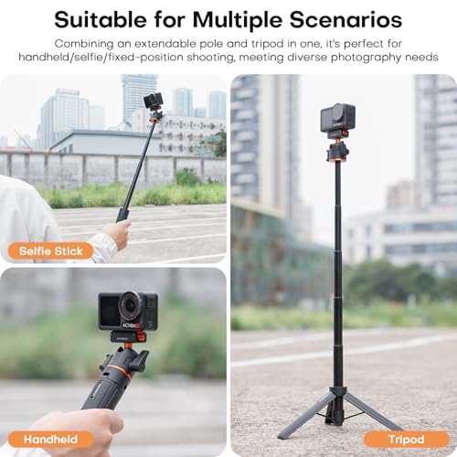 REYGEAK Trípode de extensión magnético para DJI Osmo 360 Action 5 Pro/4/3, 55 cm ajustable, con zapata fría y adaptador de cambio rápido para DJI OSMO Action Accesorios - imagen 4