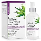 InstaNatural 7% Glycolic Acid Toner, AHA BHA Facial Toner for face, Facial Exfoliator and Pore Minim