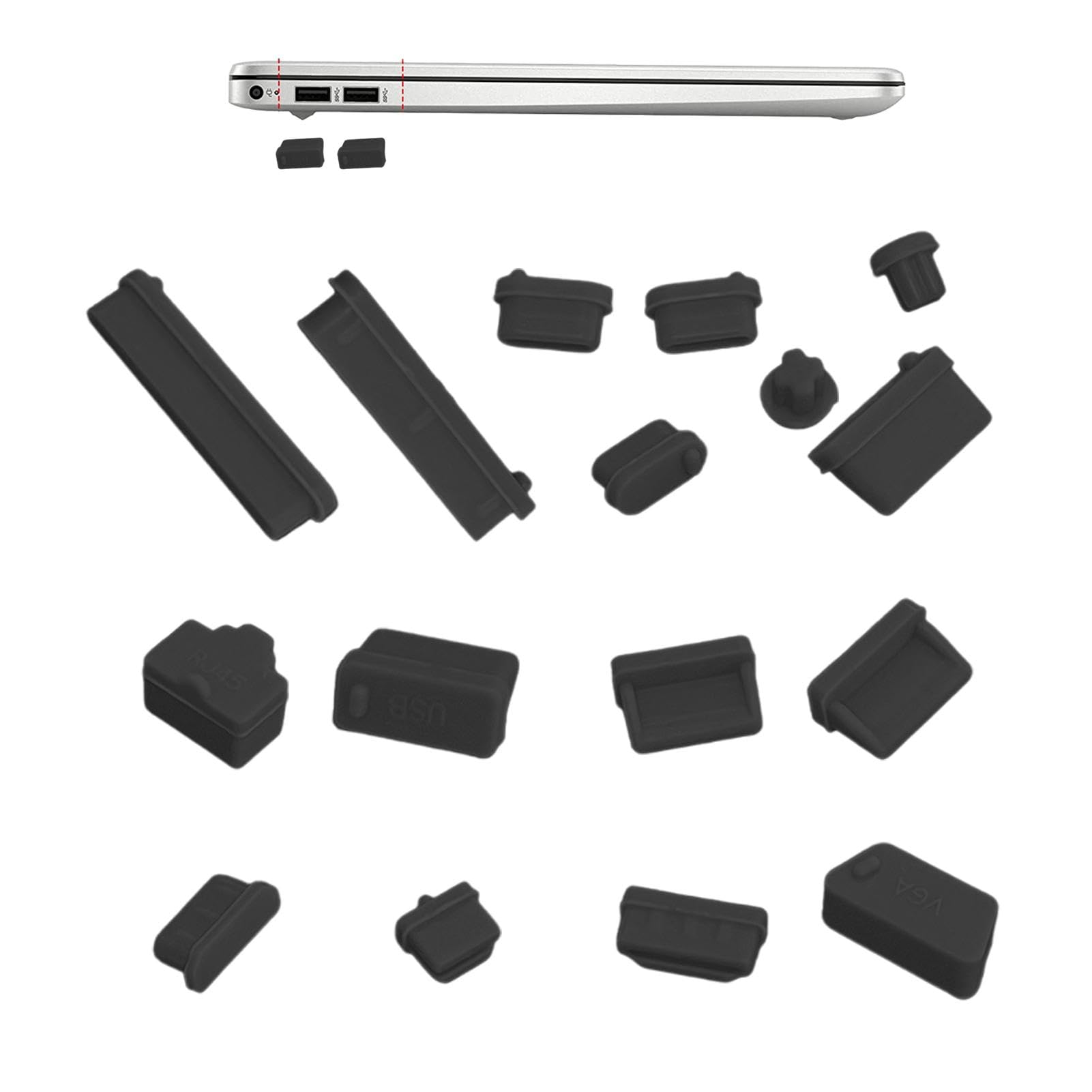 Prise anti-poussière de type C, couvercle de prise USB C - Bouchon d'interface PC - 16 pièces bouchons anti-poussière bouchons anti-poussière de port d'ordinateur, bouchons/bouchons anti-poussière en