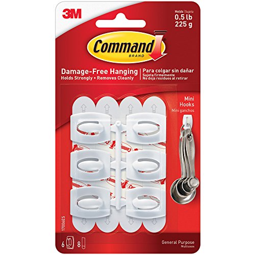 Partners Brand 3M™ 17006 Command™, Mini, White, 6 Hooks and Strips, 6/Packs per Case, 3M Stock# 7100113021