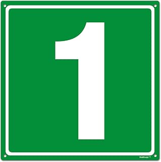 8x8" Parking Lot Number 1 Sign - High-Intensity Grade Aluminum, Weatherproof, Fade-Resistant, Curbside Number, Green/White, Ideal for Outdoor and Indoor Use