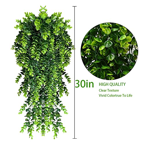 Vopie 2Pcs Artificial Eucalyptus Leaf Rattan Fake Hanging Plant Faux Greenary Vine Outdoor Uv Resistant Plastic Plants For Wedding Party Home Decor #TOP2
