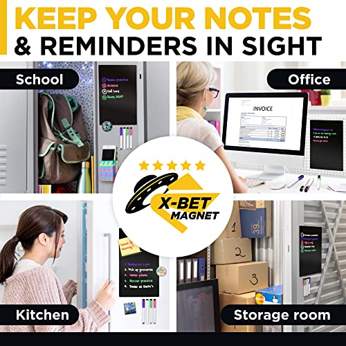 Black Magnetic Dry Erase Board For Fridge 12 X 8 Inch - Dry Erase Magnetic Whiteboard For Refrigerator - Magnet Dry Erase Sheet Board For Locker Home Kitchen Office School Classroom #TOP3