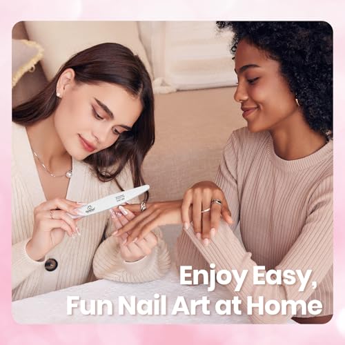 Image of Beetles 2 Colors 8ML White Pink Gel Nail Polish Kit with U V Light, 6 Pcs Gel Polish Set French Tip DIY Manicure Kit with Base & Top Coat Nail File for Beginners Soak Off Gifts for Women